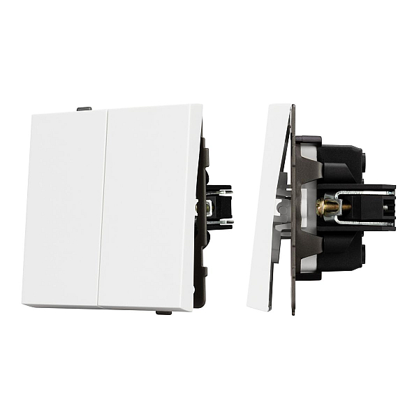 Механизм выключателя двухклавишный проходной Arlight SWT-TENDO-MKP2-PL-WH (230V, 10A) 054066