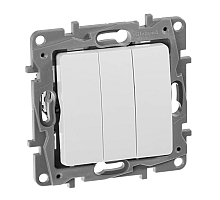 Выключатель трехклавишный Legrand Etika 10A 250V белый 672213