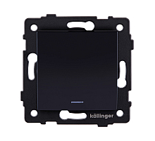Выключатель 1-клавишный 10А/250В с LED подсветкой, изогнутый, черный Kollinger REA-R-002BK для Aspekt, Eleganz, Reflex