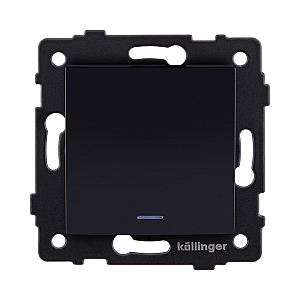 Выключатель 1-клавишный 10А/250В с LED подсветкой, изогнутый, черный Kollinger REA-R-002BK для Aspekt, Eleganz, Reflex