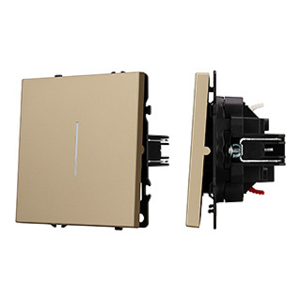 Выключатель звонковый 1 кл подсветка софт-тач золотой песок Arlight SWT-MKR1-SFPL-L-GD (250V, 10A) 061735(1)