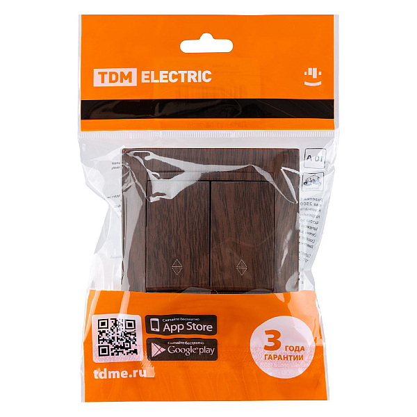 Выключатель двухклавишный на 2 направления Лама TDM Electric SQ1815-0407