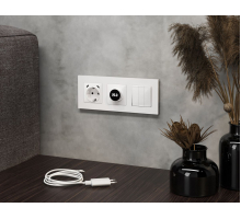 Комплект механизма терморегулятора теплого пола с цифровым дисплеем с подсветкой 16A-250V Alfa Белый глянец Quant Ambrella Volt MA105810 (AP1058, VM1385)