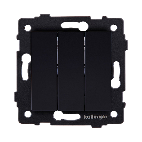 Выключатель 3-клавишный 10А/250В, черный Kollinger REA-S-012BK для Aspekt, Eleganz, Reflex