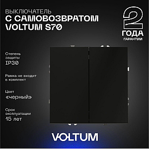 Выключатель с самовозвратом двухклавишный Voltum S70 VLS020608 (черный матовый)
