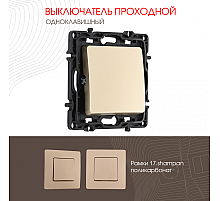 Выключатель одноклавишный проходной Arte Milano 217.32-1.shampan