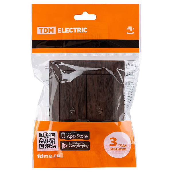 Выключатель двухклавишный на 2 направления Лама TDM Electric SQ1815-0407