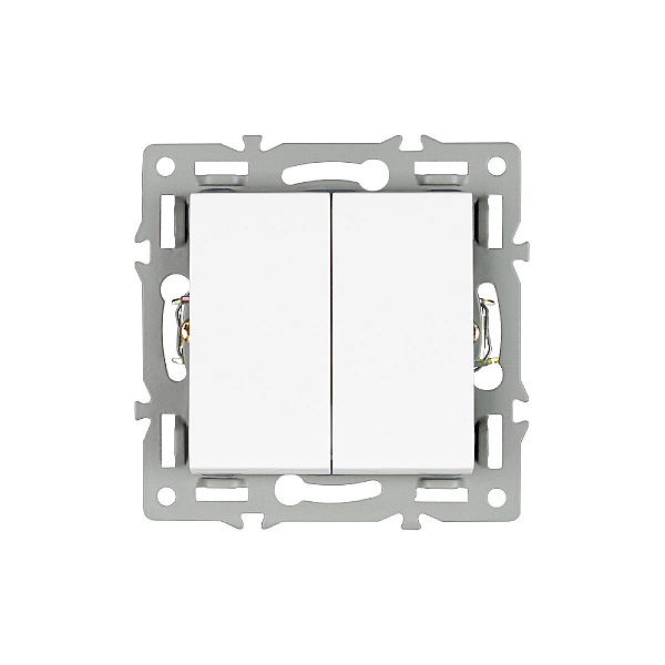 Механизм выключателя двухклавишный проходной Arlight SWT-MKP2-PL-WH (250V, 16A) 043727