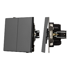 Механизм выключателя двухклавишный непроходной Arlight SWT-TENDO-MK02-SFPL-GR (230V, 10A) 054546