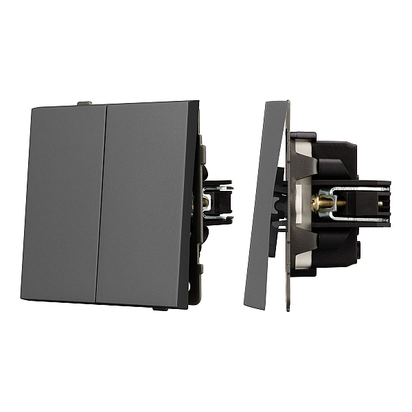 Механизм выключателя двухклавишный непроходной Arlight SWT-TENDO-MK02-SFPL-GR (230V, 10A) 054546