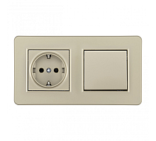 Выключатель одноклавишный с розеткой Arte Milano SET16-2-40-1-30-1 shampan