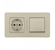Выключатель одноклавишный с розеткой Arte Milano SET16-2-40-1-30-1 shampan