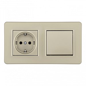 Выключатель одноклавишный с розеткой Arte Milano SET16-2-40-1-30-1 shampan