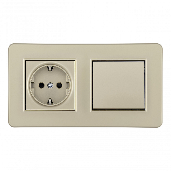Выключатель одноклавишный с розеткой Arte Milano SET16-2-40-1-30-1 shampan