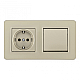 Выключатель одноклавишный с розеткой Arte Milano SET16-2-40-1-30-1 shampan