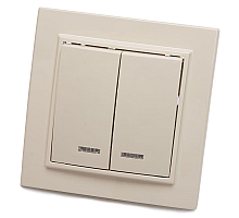 Выключатель двуклавишный Stekker Эрна с подсветкой слоновая кость PSW10-9002-02 39229