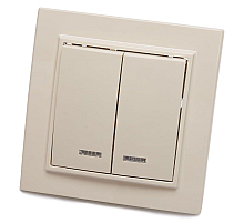 Выключатель двуклавишный Stekker Эрна с подсветкой слоновая кость PSW10-9002-02 39229