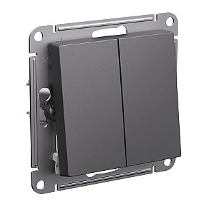 Выключатель 2-клавишный Systeme Electric AtlasDesign Базальт ATN001451