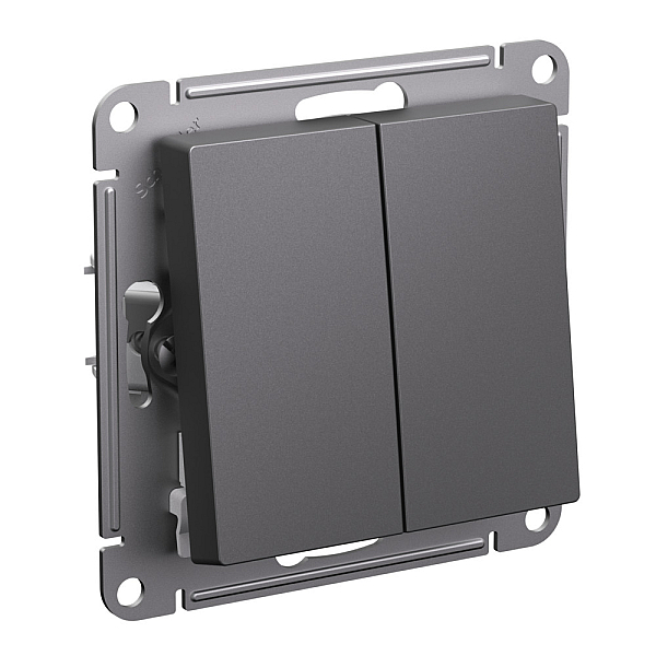 Выключатель 2-клавишный Systeme Electric AtlasDesign Базальт ATN001451