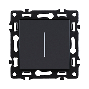 Выключатель кнопочный 1-клавишный 10А/250В с LED подсветкой, черный Kollinger Asthetik AS-012BK