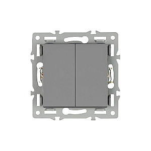 Механизм выключателя двухклавишный проходной Arlight SWT-MKP2-PL-GR (250V, 16A) 043729