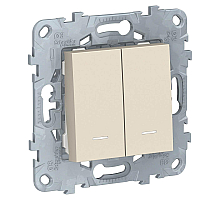 Переключатель двухклавишный с подсветкой Schneider Electric Unica New NU521344N