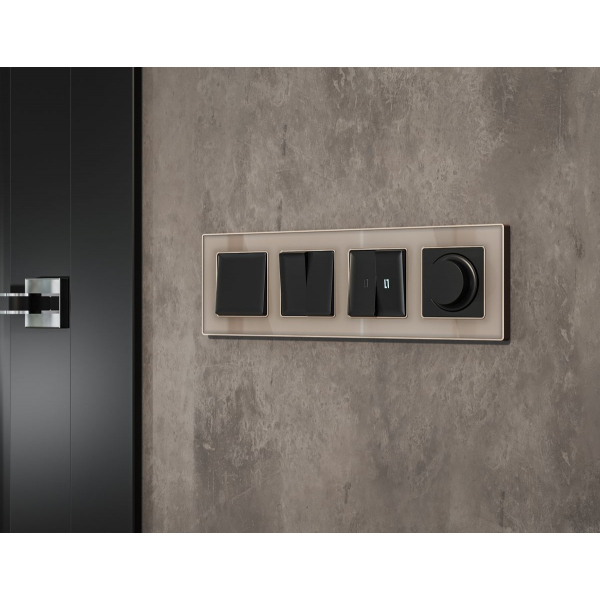 Комплект механизма 2-клавишного перекрестного выключателя 10A-250V Alfa Черный матовый Quant Ambrella Volt MA803030 (AP8030, VM125)