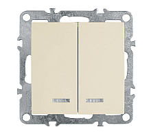 Выключатель 2-клавишный с индикатором (механизм), Stekker, PSW10-9102-02, 250В, 10А Эрна, слоновая кость 39321
