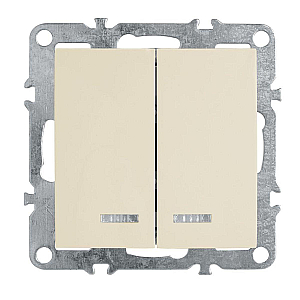 Выключатель 2-клавишный с индикатором (механизм), Stekker, PSW10-9102-02, 250В, 10А Эрна, слоновая кость 39321