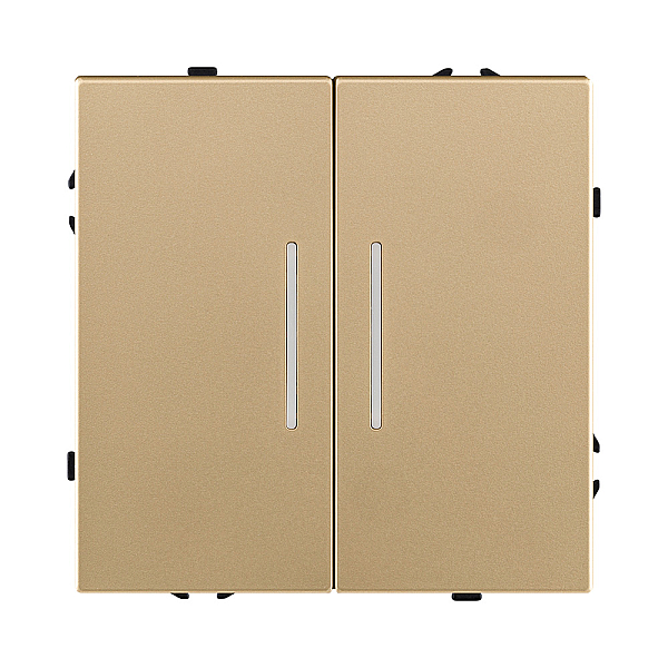 Выключатель 2-клавишный 10А/250В с LED подсветкой, золотой Kollinger Eclipse EC-010GD