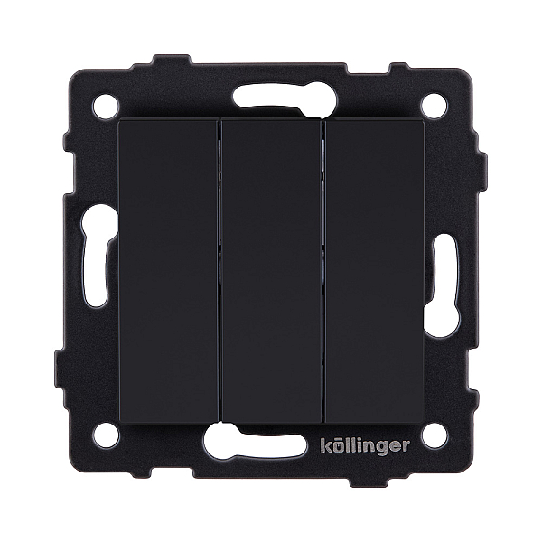 Выключатель 3-клавишный 10А/250В, черный матовый Kollinger REA-S-012BM для Aspekt, Eleganz, Reflex