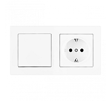 Выключатель одноклавишный с розеткой Arte Milano SET06-2-30-1-40-1 White