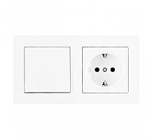 Выключатель одноклавишный с розеткой Arte Milano SET06-2-30-1-40-1 White