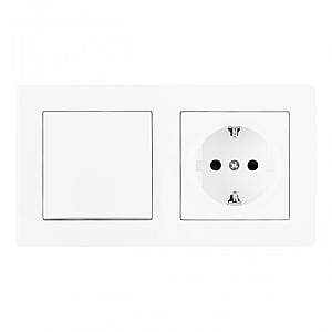 Выключатель одноклавишный с розеткой Arte Milano SET06-2-30-1-40-1 White