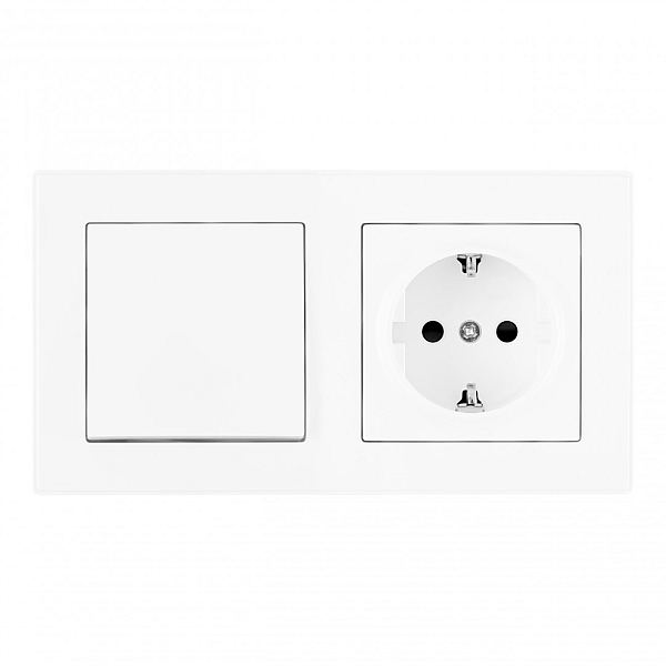 Выключатель одноклавишный с розеткой Arte Milano SET06-2-30-1-40-1 White