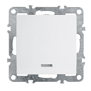 Выключатель 1-клавишный c индикатором (механизм), Stekker, PSW10-9101-01, 250В, 10А Эрна, белый 39309