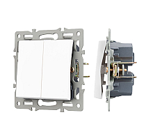 Механизм выключателя двухклавишный проходной Arlight SWT-MKP2-PL-WH (250V, 16A) 043727