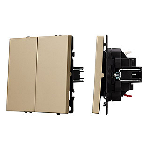 Механизм выключателя двухклавишный перекрёстный Arlight SWT-NOBE-MKX2-SFPL-GD (230V, 10A) (Золотой песок) 061792