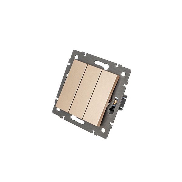 Механизм выключателя трехклавишный непроходной Arlight SWT-MK03-PL-GD-V (250V, 10A) 049899