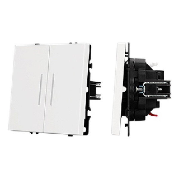 Механизм звонкового выключателя двухклавишный Arlight LED SWT-NOBE-MKR2-SFPL-L-WH (230V, 10A) (Белый кварц) 061745(1)
