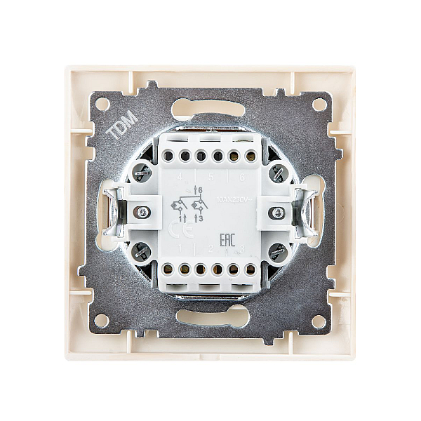 Выключатель двухклавишный с подсветкой Лама TDM Electric SQ1815-0305