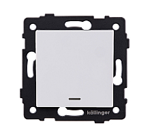Выключатель 1-клавишный проходной 10А/250В с LED подсветкой, белый Kollinger REA-S-004WH для Aspekt, Eleganz, Reflex