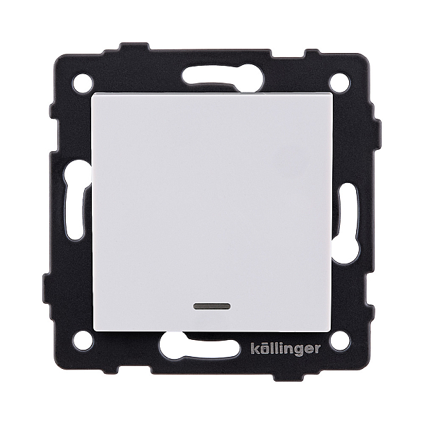 Выключатель 1-клавишный проходной 10А/250В с LED подсветкой, белый Kollinger REA-S-004WH для Aspekt, Eleganz, Reflex