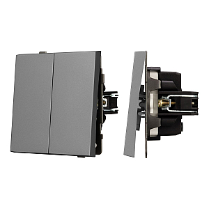 Механизм выключателя двухклавишный непроходной Arlight SWT-TENDO-MK02-PL-GR (230V, 10A) 054060