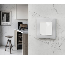 Комплект механизма 2-клавишного перекрестного выключателя 10A-250V Alfa Белый глянец Quant Ambrella Volt MA103030 (AP1030, VM125)