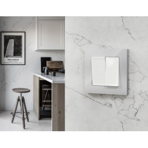 Комплект механизма 2-клавишного перекрестного выключателя 10A-250V Alfa Белый глянец Quant Ambrella Volt MA103030 (AP1030, VM125)