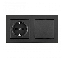 Выключатель одноклавишный с розеткой Arte Milano SET06-2-30-1-40-1 black