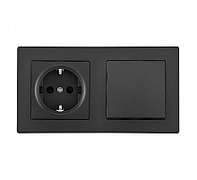Выключатель одноклавишный с розеткой Arte Milano SET06-2-30-1-40-1 black