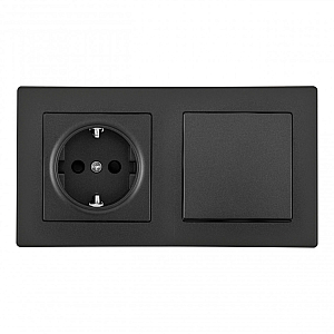 Выключатель одноклавишный с розеткой Arte Milano SET06-2-30-1-40-1 black