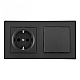 Выключатель одноклавишный с розеткой Arte Milano SET06-2-30-1-40-1 black